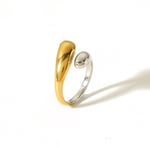 Gold & Silver / One size / 1 Piece Simple Classic Style Geometric Stainless Steel  Gold Color Women's Adjustable Rings Picture2